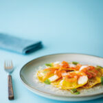 Salmone affumicato  su tortelli di erbette e ricotta