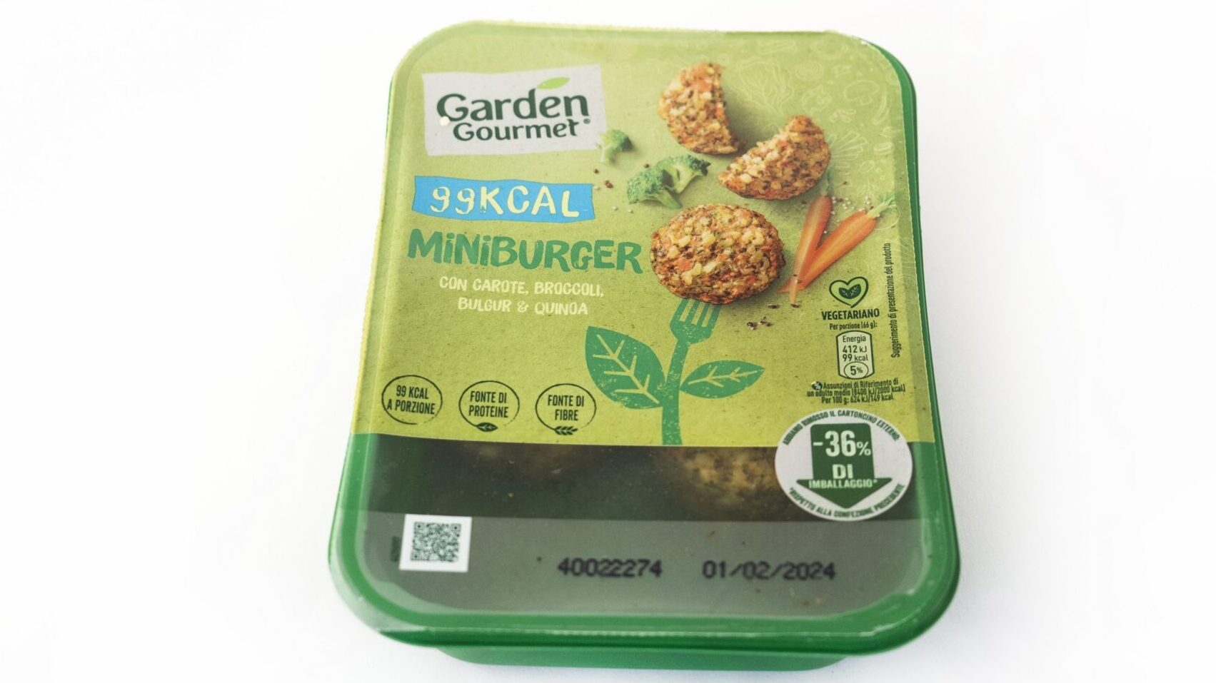 Miniburger vegetariani con carote, broccoli, bulgur e quinoa di Garden Gourmet